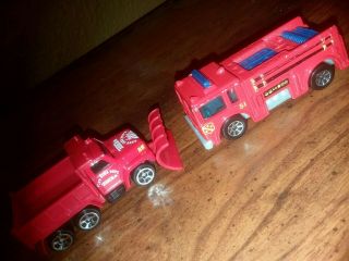 Vintage Hot Wheels Mattel 1976 Fire Truck Hasbro Maisto 2005 Snow Plow Tonka