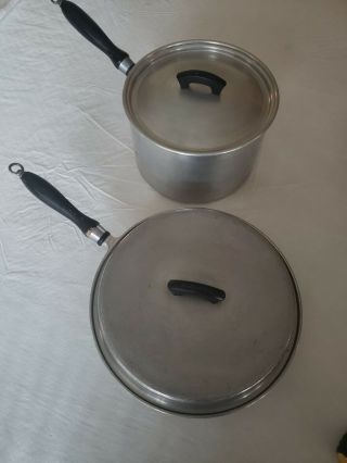 Set Of 2 Vintage Wearever Tacu Aluminum Pot 1044 1/2 Fry Pan/skillet 1410 Usa