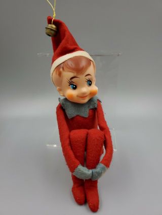 Vintage Christmas Knee Hugger Elf Pixie Red Outfit Bell On Hat Made In Japan