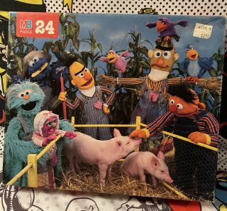 Mb Sesame Street Puzzle 24 Piece 1996 Cookie Monster Bert Ernie Complete Vintage