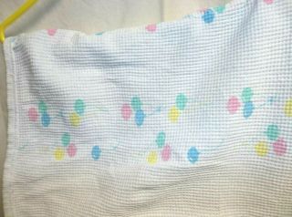 Vintage Baby Morgan Receiving Blanket Balloons Thermal Waffle Knit Cotton White