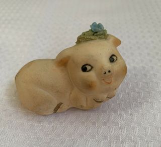 Vintage Piggy Piglet Pig Ceramic Porcelain Miniature Figurine Cutie