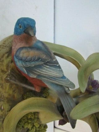 Vintage Andrea by Sadek porcelain figurine BlueBird Family with Wood Base 2
