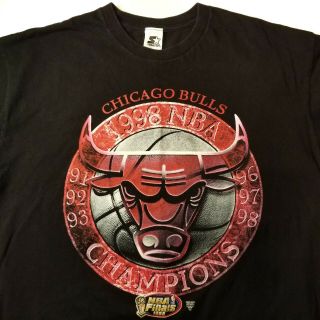 Vintage Starter Chicago Bulls 1998 Nba Champions World Tour Shirt Men 