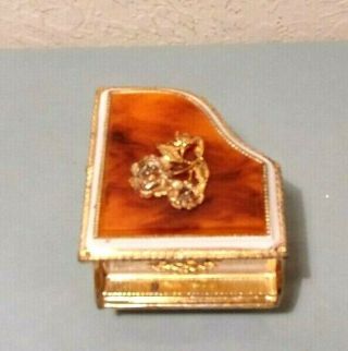 Vintage SANKYO Baby Grand Piano Jewelry Trinket Box with Rose Floral Design 2