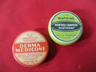 Vintage Medicinal Ointment Tins Derma Medicone - Watkins Menthol