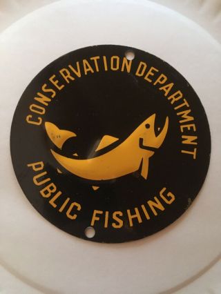 Nys Ny Conservation Dept Sign Trail Marker 1930’s Public Fishing Hunting Hiking
