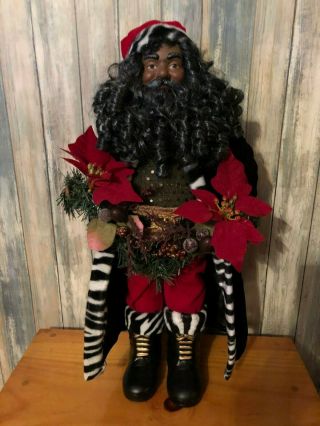 Vintage Black African American Santa Claus Doll Figurine 20 "