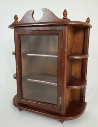 Vintage Table Top Wood Display Curio Cabinet With Glass Door Federal Style 23 "