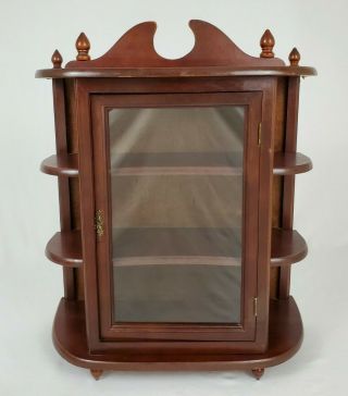 Vintage Table Top Wood Display Curio Cabinet With Glass Door Federal Style 23 