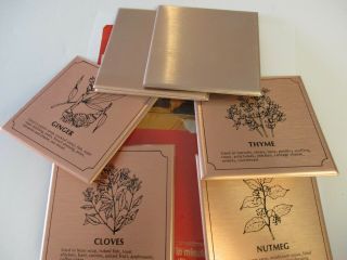 Vintage Fashion Tile Copper Spices Set Of 13 Tiles 4.  25 X 4.  25 Inches