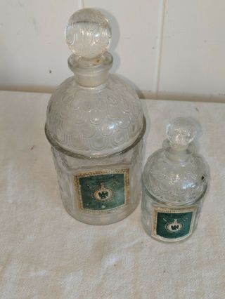 Pair FRENCH GUERLAIN IMPERIALE GLASS BEE PERFUME BOTTLES PARIS FRANCE 2