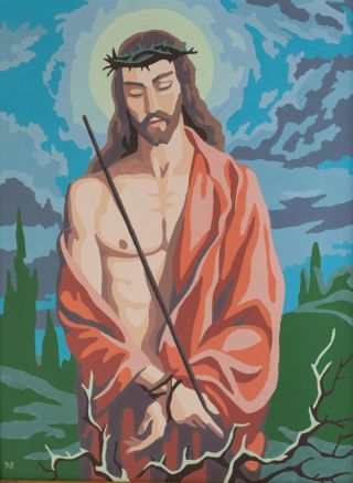 Vintage Paint By Numbers Pbn Painting Jesus Gethsemane Catholic Christian Bible