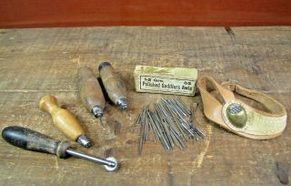 Vintage Cobblers Saddlers Farriers Sail - Makers Leather Tools.  Awls & Sewing Palm