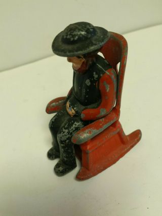Vintage Cast Metal Amish Man In Rocking Chair Salt And Pepper Shakers 2 Piece