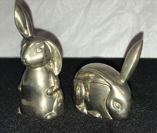 Vintage Godinger Silver Art Bunny Rabbit Salt And Pepper Shakers Set
