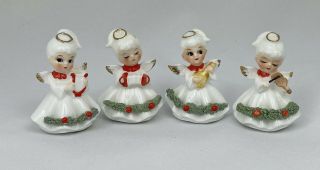 Vintage Christmas Napco Angel Figurines Miniature Napcoware Set Of 4 2 " Tall Br1