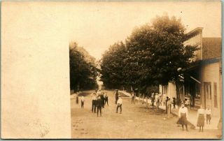 Vintage 1910s Rppc Real Photo Postcard Downtown Street Scene - Location Unknown