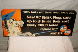 Vtg.  Ac Spark Plugs.  Tin Litho.  14 " Inch Sign.