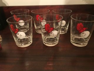 Vintage 1960s Spalding 1 Dot Hole - In - One Club” Glasses Set Of 6 Golf High Ball