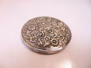 Sterling Silver Vintage Kirk Stieff Repousse Hand Mirror Compact