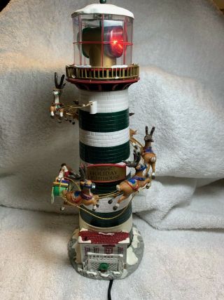 Vintage Mr.  Christmas Holiday Lighthouse Santa Reindeer Revolving Lights