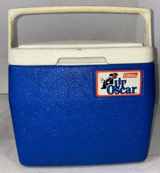 Vintage Jan 1985 Coleman Lil Oscar Lunch Box 5272 Mini Cooler White Blue