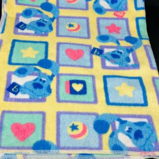 Vintage Crown Crafts Blues Clues Fleece Baby Blanket Yellow Square Blocks Shapes
