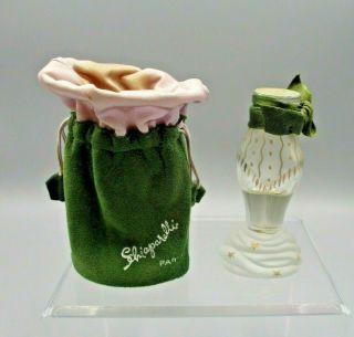 Schiaparelli Zut Figural Perfume Bottle With Green Velvet And Satin Pouch