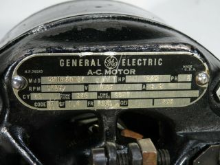 Vintage GE Electric Motor - 1/3 HP 1725RPM - Runs - 2
