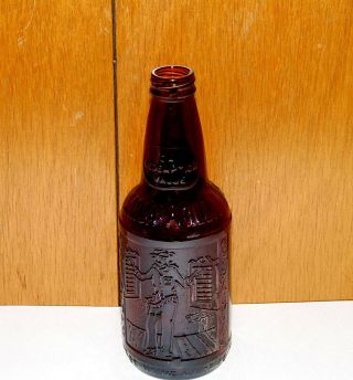Vintage Sarsaparilla Amber Glass Soda Bottle Sioux City Cowboy Saloon Embossed
