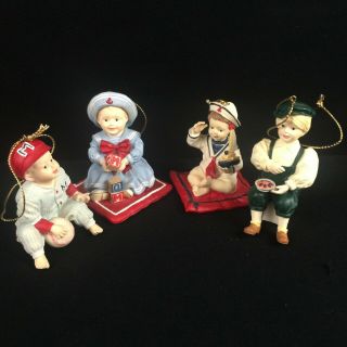 Set Of 4 Vtg 1993 Ashton Drake Heirloom Miniature Doll Ornament Yolanda Bello 13