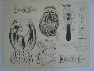 Vintage Parlor - Tattoo Flash Art.  11 X 14 In.  Jack Rudy.  1980.  Ride