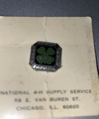 Sterling Silver Antique Enamel 4 - H Emblem Four - Leaf - Clover Pin Brooch