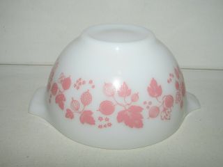 Vintage 1 - 1/2 Pt.  Pyrex Pink Gooseberry Cinderella Mixing Bowl 441 White