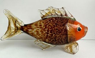 LARGE VINTAGE MURANO ART GLASS FISH FIGURINE 11,  5 in x 7 in x 4 in 2
