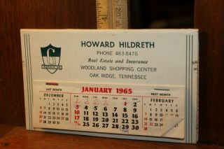 Vintage 1965 Calendar Howard Hildreth Real Estate Insurance Oak Ridge Tennessee