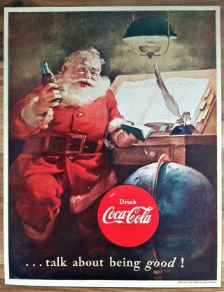 Vintage 1951 Coca Cola Coke Santa Christmas Advertisement
