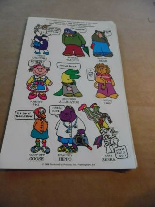 1 Sheet Vintage Stickers - 1984 Sweet Pickles Character Stickers - Weekly Reader
