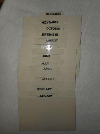 Vintage Month Index File Cards Thick Heavy Usa Green Tabs For 3 " X 5 " Card Files