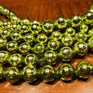 Vintage Lime Green Glass Beads Christmas Tree Ornament 10 Ft.  Garland