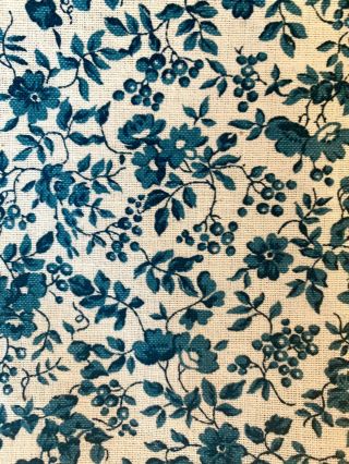 Coupon Tissu Ancien Vintage Primrose Bordier Fleur Bleu Cotton Blu Flower Fabric