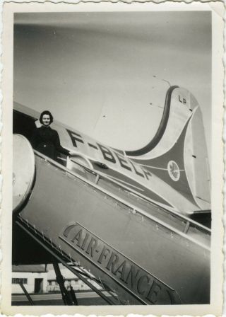 Photo Ancienne - Vintage Snapshot - Avion Air France HÔtesse De L 
