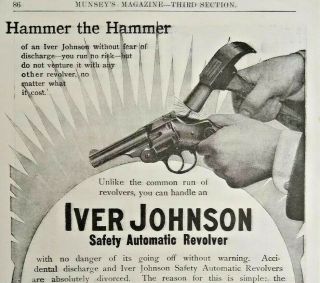 1906 Iver Johnson Gun Pistol Revolver Art Fitchburg Ma Vintage Print Ad
