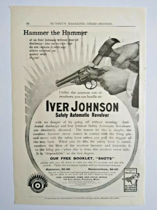 1906 Iver Johnson Gun Pistol Revolver Art Fitchburg MA Vintage Print Ad 2