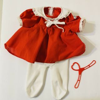 Authentic Vintage Cabbage Patch Kids Clothes Doll Dress Red,  Tights,  Hanger