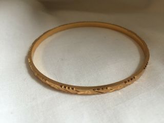 Vintage Engraved Gold Plated Bangle Bracelet Edged Design
