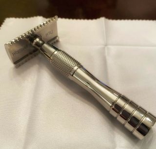 Wolfman Stainless Steel SS DE Razor with WR1 Open Comb OC head and WRH7 handle 4