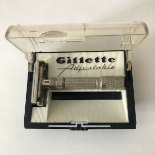 Vintage Gillette Adjustable Safety Razor Fatboy D4 In Case Made In Usa