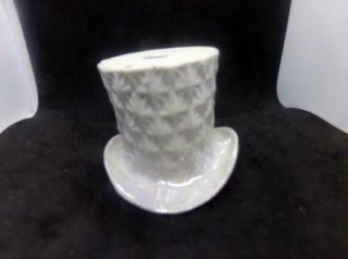 Vintage Art Pottery Top Hat Light Gray Color Diamond Star Planter Decor 192